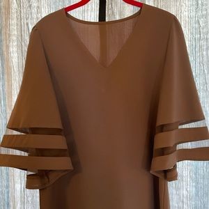 Brown tunic with wide bell sleeves